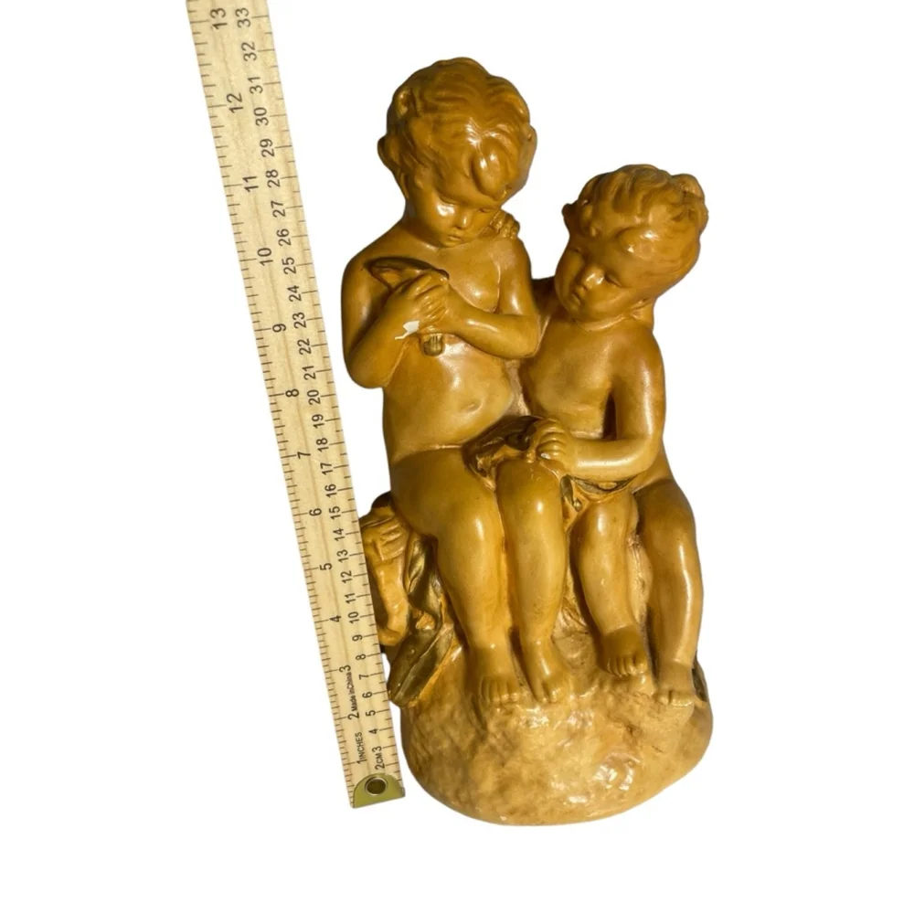 REPAIRED Boy & Girl Young kids statue Italian Terracotta? Ceramic? Cherub